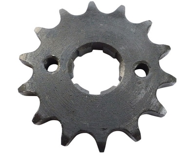 A white Front Sprocket 428#14 (SPF-4-14) (CDL-GX017).