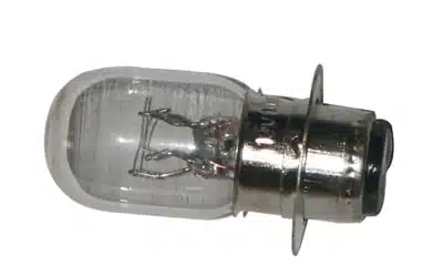 A Head Light Bulb 3150DX:12V18/18W (LB-7) (DQL-GL003) emitting a soft glow on a white background.