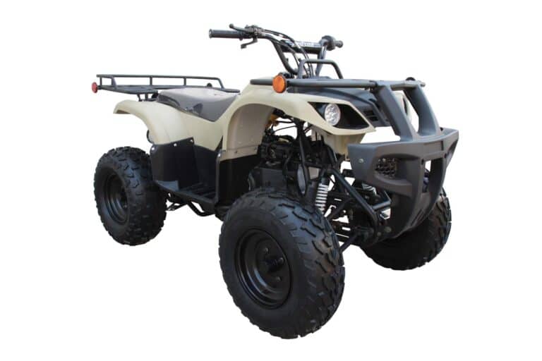 A beige atv on a white background.