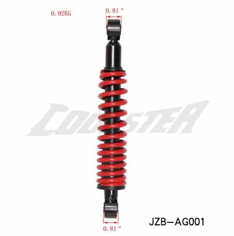 A red and black Front Suspension 255mm (SU-36) (JZB-AG001) for a motorcycle.