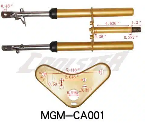 A set of Front Fork 210/213A (FO-9) (MGM-CA001) brake levers incorporating a bracket for a motorcycle.