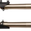 A black and gold Front Suspension 214X-X-140 : 700mm (MGM-CC012) pair with a bracket on a white background.