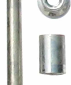 A metal Front Axle for Dirt Bike QG210 (AXF-12) (MGM-MQA01) assembly featuring a washer and nut, commonly used as an axle component.