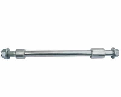 A stainless steel Front Axle for Dirt Bike QG214XR-2 (AXF-19) (MGM-MQA06) on a white background.