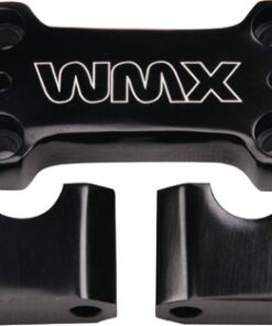 A pair of black Handle Bracket M-125 (MGM-QA005) with the word xmw on them that function as a holder and bracket for the bike fork.