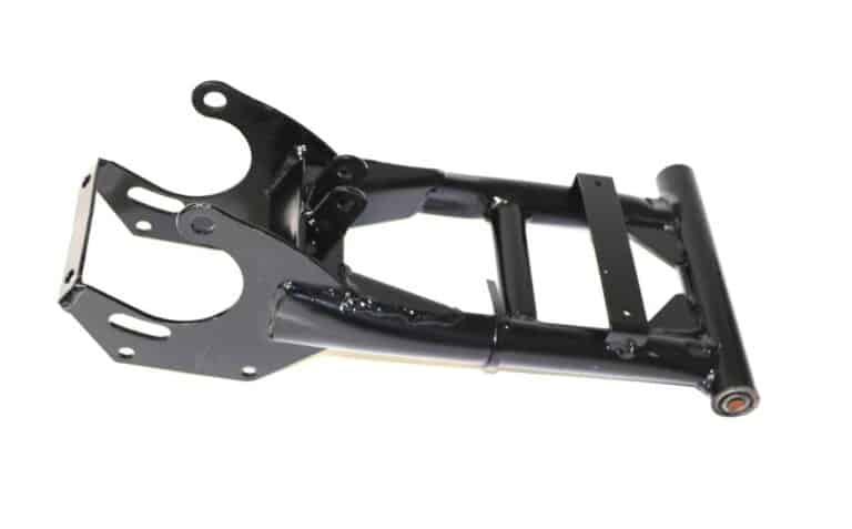 A black motorcycle frame with a Swing Arm for 3125A (SA-18) (MGM-YQ012) on a white background.