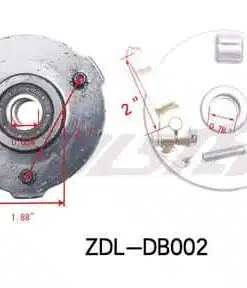 A diagram illustrating the components of a Front-Right Brake Shoe Assembly 3125B (BSFR-8) (ZDL-DB002) drum brake hub.