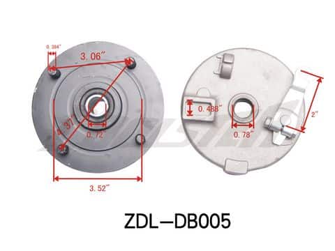 A diagram illustrating the dimensions of the Front-Left Brake Shoe Assembly 3150DX-2 (BSFL-7) (ZDL-DB005) brake hub.