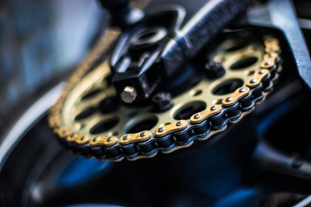 Chain attached to sprocket