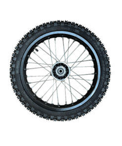A Front Wheel for QG-214 125cc Dirt Bike (WHF-13) (MGM-AQ003) on a white background.