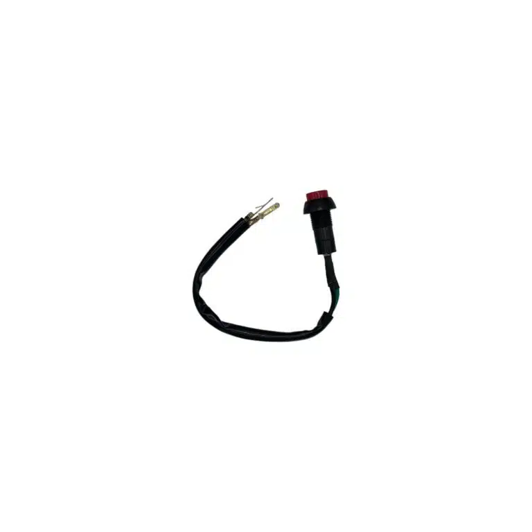 Isolated image of an electrical wire with a Kill Switch for 6125 125cc Go Kart (SW-6C/SW-18) (DQL-FE008) and male spade connectors.