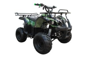 A green atv on a white background.