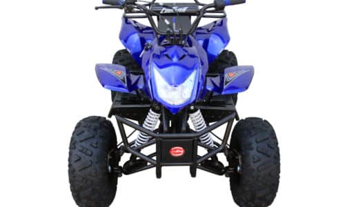 A blue atv on a white background.