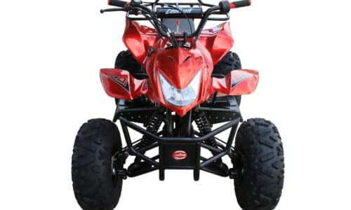 A red atv on a white background.