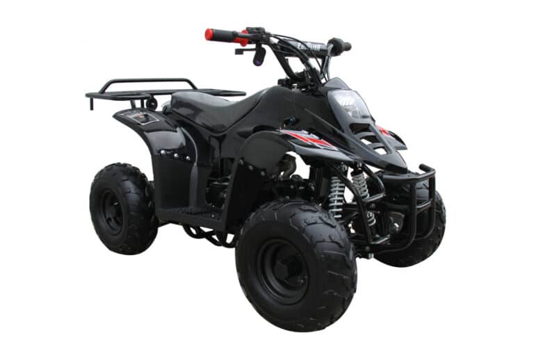 A black atv on a white background.