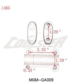 A diagram illustrating the dimensions of a Handle Bracket 3150 (HBB-7) (MGM-QA009) with its fork and holder.