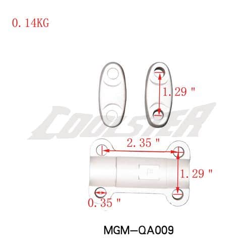 A diagram illustrating the dimensions of a Handle Bracket 3150 (HBB-7) (MGM-QA009) with its fork and holder.