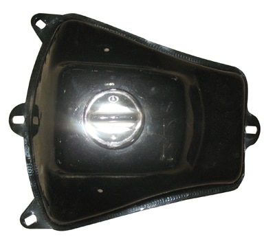 A black plastic Gas Tank for QG-210 (GT-29) (Metal) (SLJ-BQ010) on a white background.