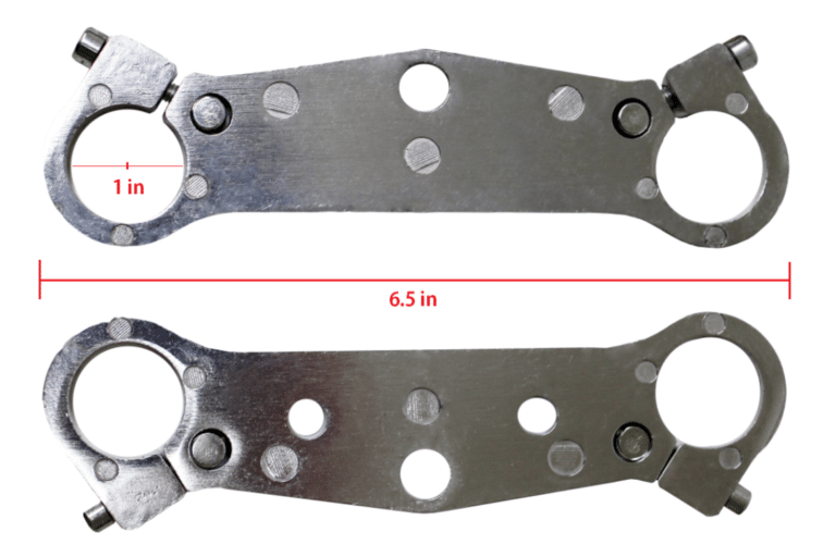 A Triple Fork Clamp for QG-50 (FOT-1) (JZB-DA021) bracket holder for metal handcuffs with measurements.