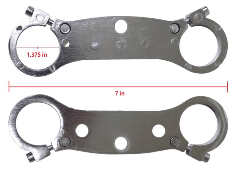 A Triple Fork Clamp for QG-50X (FOT-2) (JZB-DA023) designed as a holder for metal handcuffs with measurements.