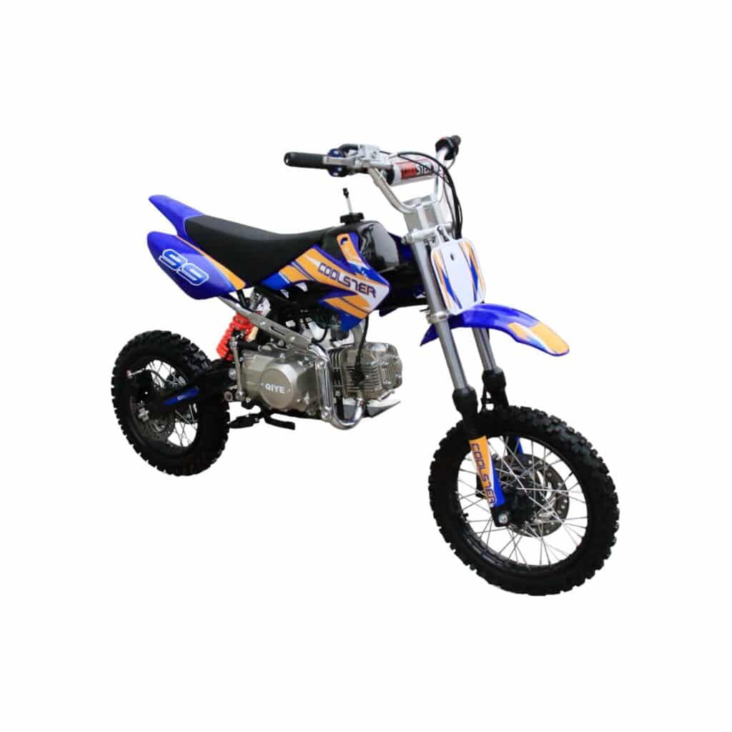 Coolster 125cc XR-125 Semi-Automatic Dirt Bike Blue Front Right Quarter View