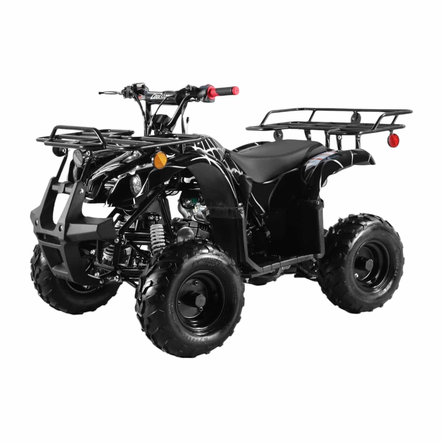 Coolster 125cc 3125R Mid-Sized Utility Style ATV Spider Black Front Left Quarter View-Photoroom