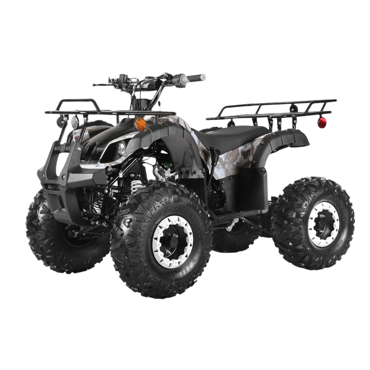 Coolster 125cc 3125XR-8U2 Mid-Sized Utility Style ATV Army Black Front Left Quarter View-Photoroom