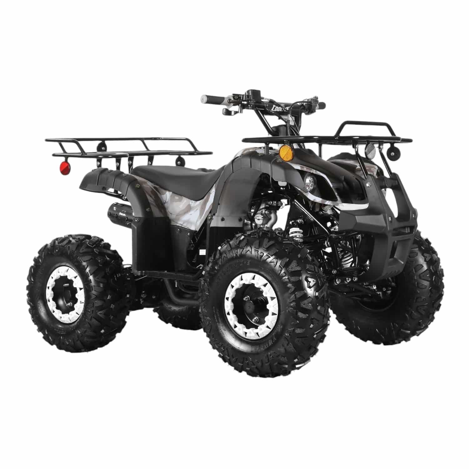 Coolster 125cc 3125XR-8U2 Mid-Sized Utility Style ATV Army Black Front Right Quarter View-Photoroom