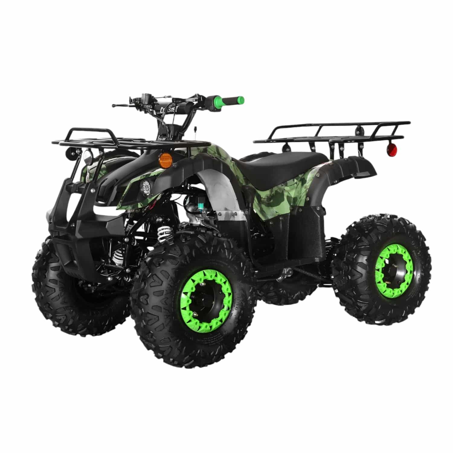 Coolster 125cc 3125XR-8U2 Mid-Sized Utility Style ATV Army Green Front Left Quarter View-Photoroom