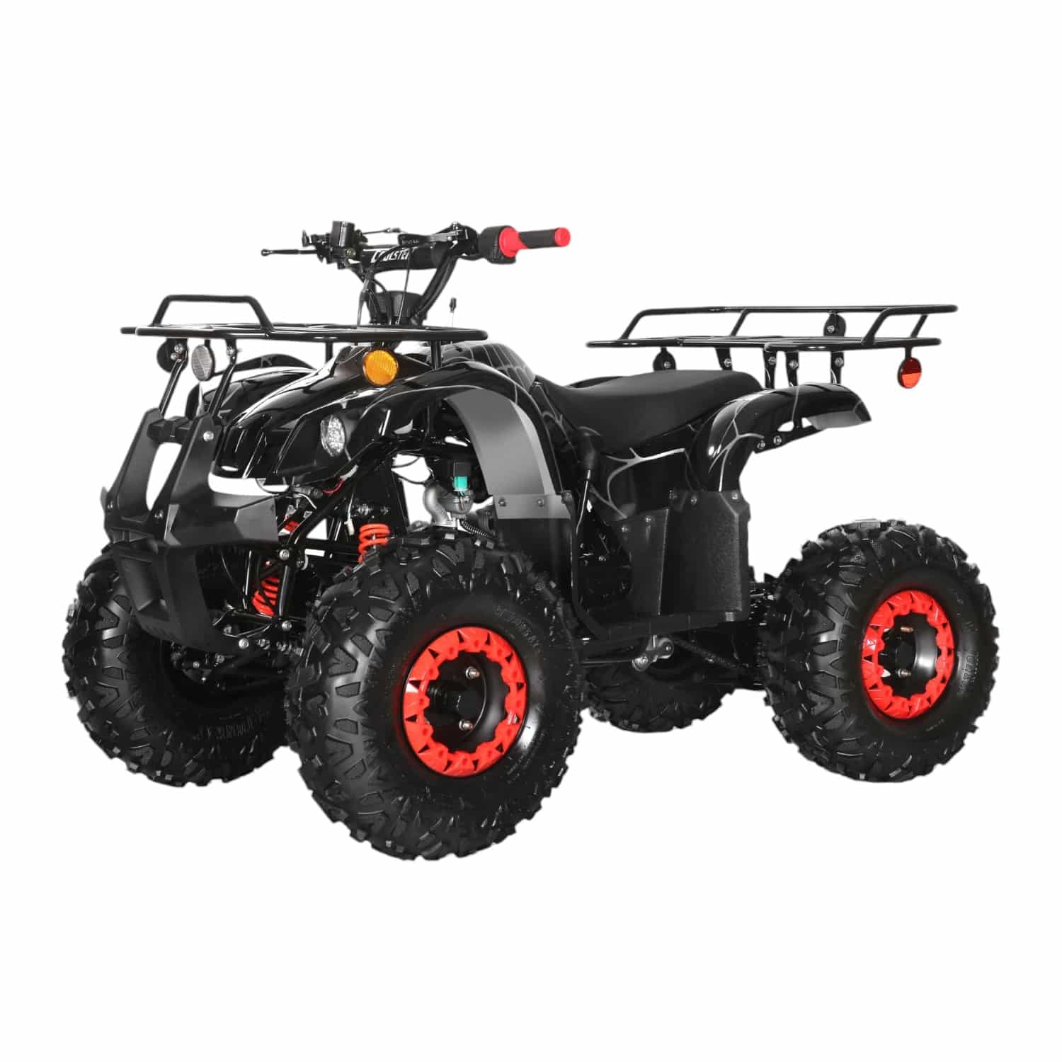 Coolster 125cc 3125XR-8U2 Mid-Sized Utility Style ATV Spider Black Front Left Quarter View-Photoroom